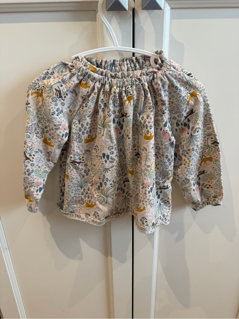 Rachel Zoe 18m woodland Girls' Long-Sleeve Floral & Animal Print Top - Cream